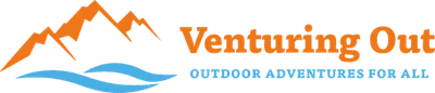 Venturing Out logo with mountains and waves, and the tagline 'Outdoor Adventures for All'.