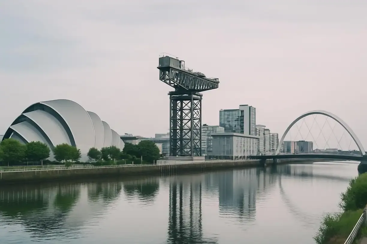 The Glasgow city skyline.